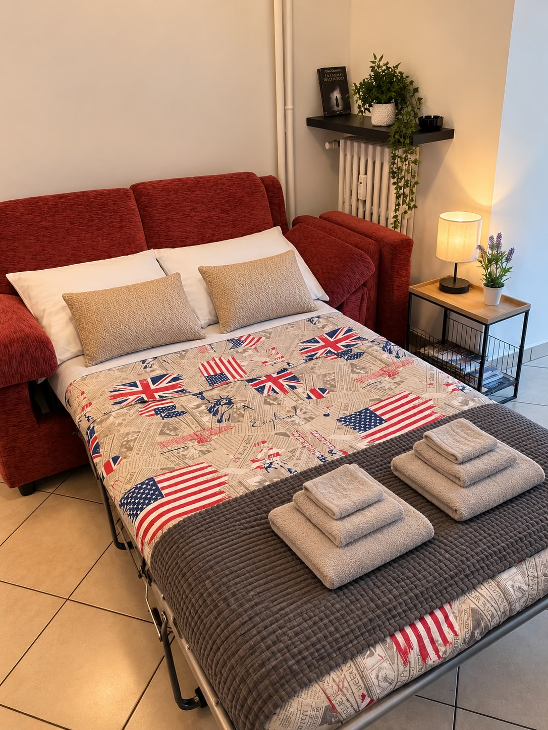 Divano letto preparato